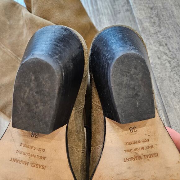 Isabel Marant Denvee Suede Knee High Boots Women EU 38 US 8 Taupe Western - Picture 11 of 16